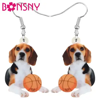 Bonsny Akryl Beagles Psa Basketbal Náušnice Zvierat Drop Visieť Šperky Pre Ženy, Dievčatá Dospievajúce Dieťa Strany Kúzlo Trendy Darček Bulk
