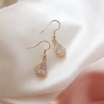 Nové Módne Crystal Trendy Ženy Visieť Náušnice Jednoduché, Elegantné Módne Waterdrop Drahokamu Drop Visieť Reťazca Ucho Line Šperky