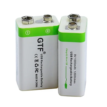 GTF NOVÉ 9V 1000mAh USB nabíjanie Batérie li-ion Nabíjateľnú batériu, Micro 9 v USB pre Multimeter Mikrofón Hračka na Diaľkové Ovládanie KTV