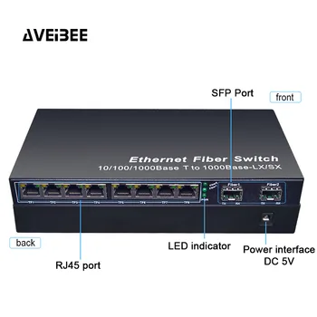 Gigabitová Sieť SFP Vlákniny 1000Mbps Switch SFP Media Konvertor 2 SFP Vlákniny Port a 8 Port RJ45 2G8E Vlákniny Ethernet Switch