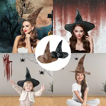 1pcs Umelej Kože Čarodejnice Klobúk Na Halloween Party Dekorácie Dospelé Deti Klobúk Dekorácie Halloween Príslušenstvo Dodávky